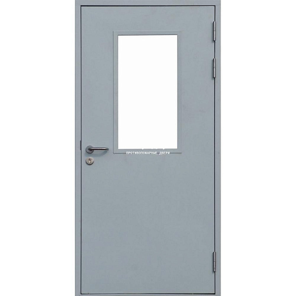 Противопожарная дверь ДМП-01-30 одностворчатая входная с остеклением