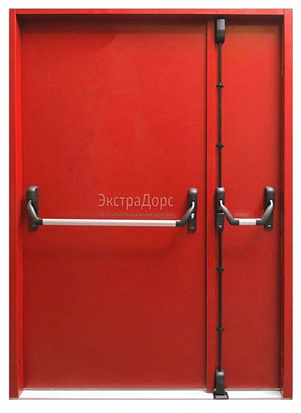 Противопожарная дверь EI 60 дымогазонепроницаемая красная с антипаникой в Ногинске  купить