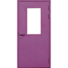 Противопожарная дверь для МОП розовая со стеклом